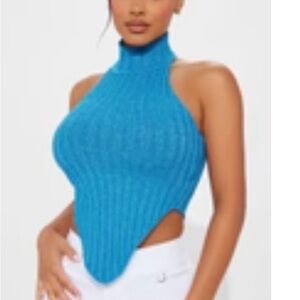 Fashion Nova Blue Ribbed Crop Top